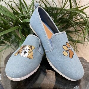 Comfortview Puppy And Paw Blue Slip-On Loafers   Size 11 Wide